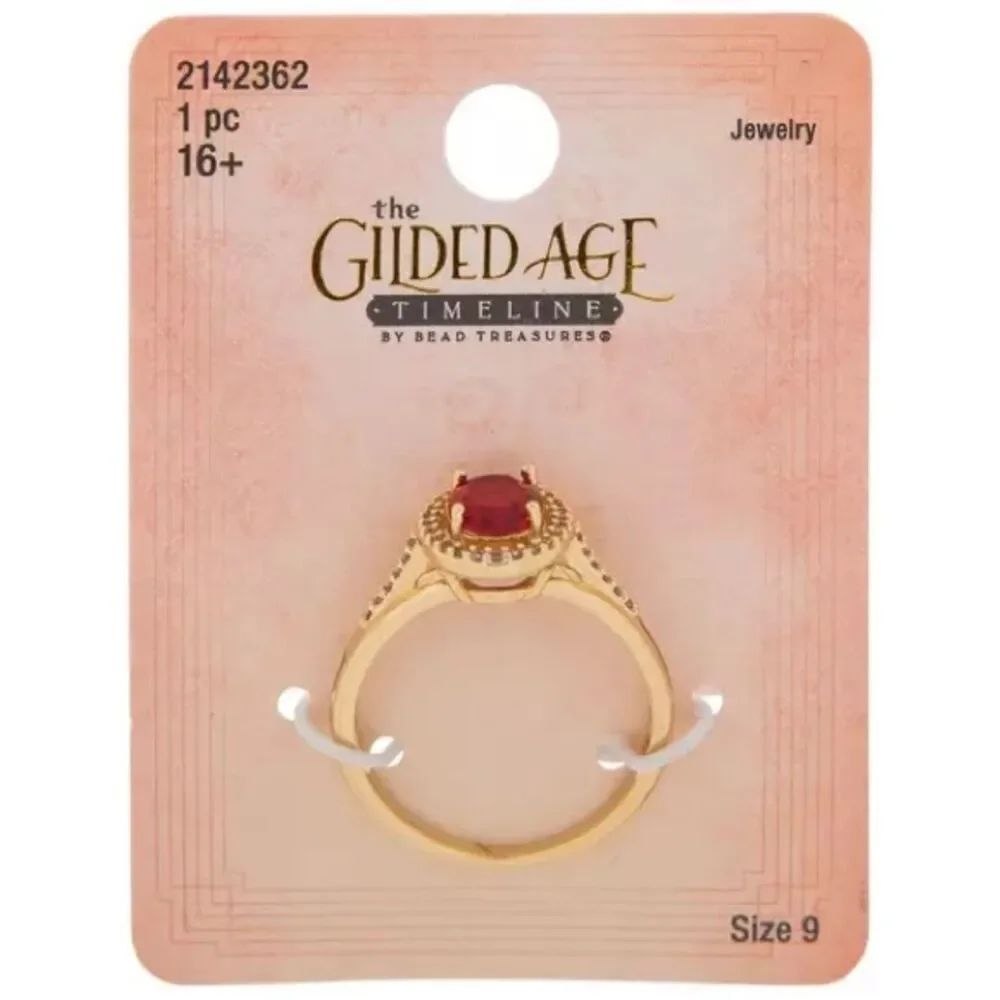 New Red Cubic Zirconia Oval Ring - Size 9